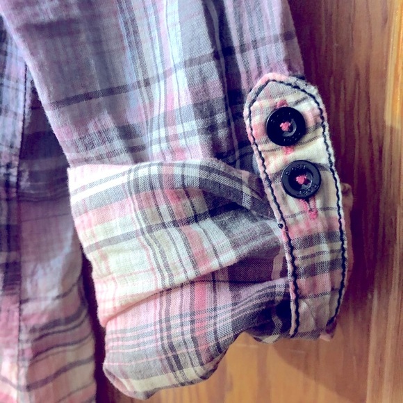 ROAR ombré plaid button up shirt Cross Virtue XS - Picture 5 of 7